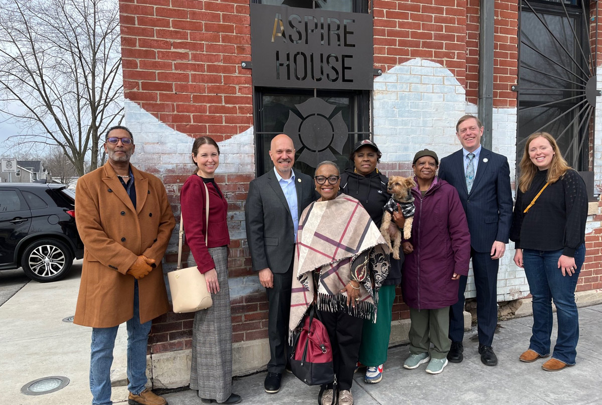 The team visiting Aspire House in the Near Northwest, one of the two participating community locations
