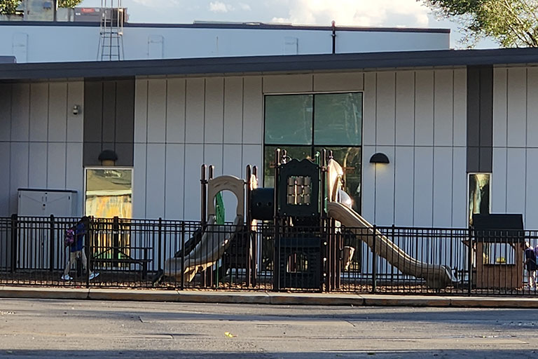 Hawthorne Community Center playground photo from the street
