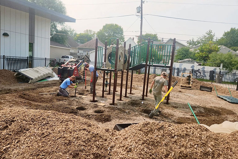 Hawthorne Community Center playground under construction